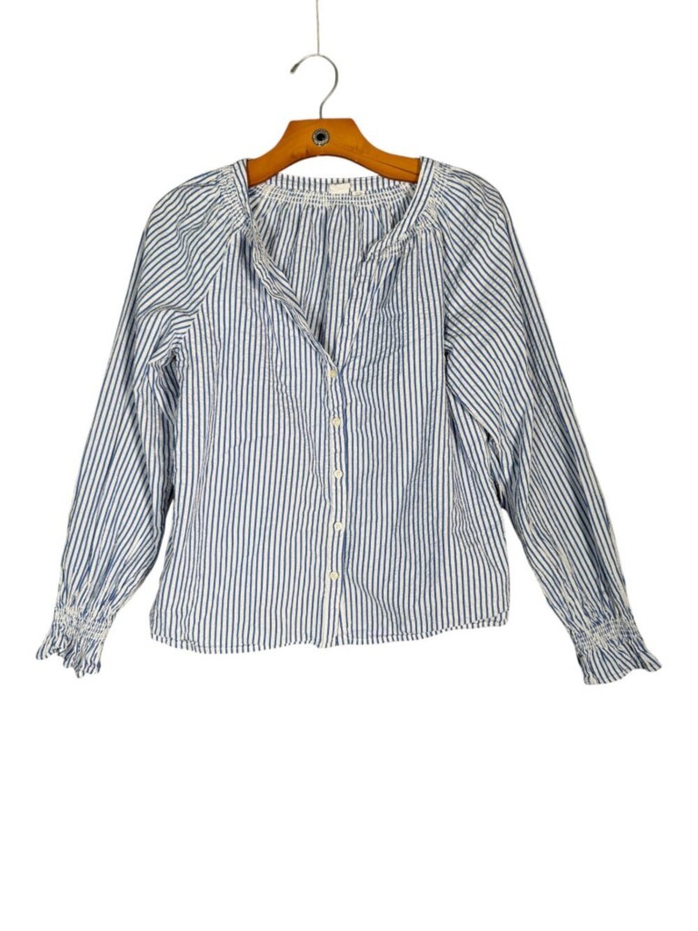 GAP 100% Cotton Striped Long Sleeve Button Down Shirt Casual Nautical Coastal XS